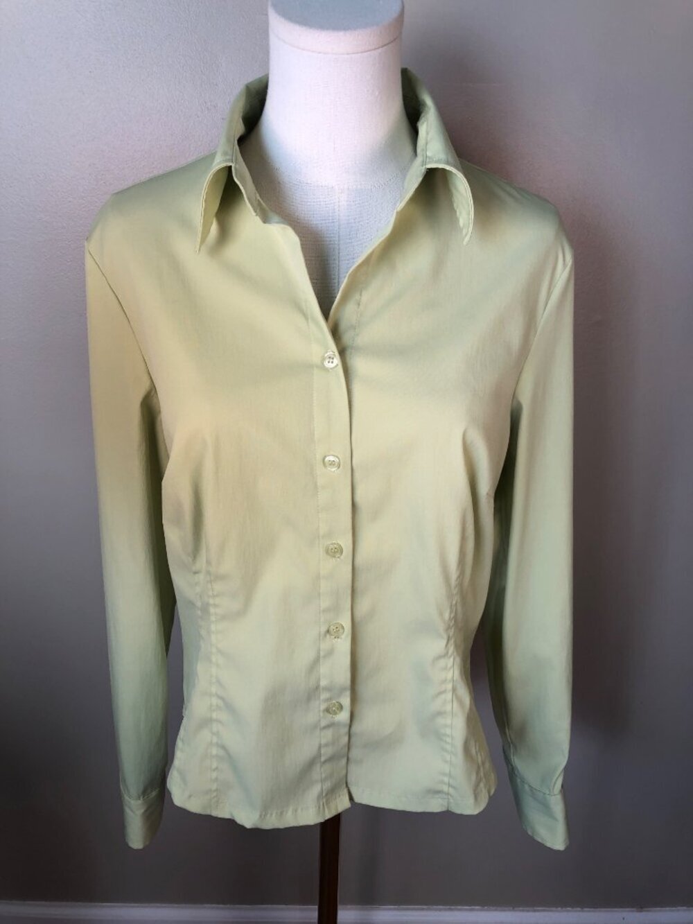 Como Stretchy Light Green Office Career Blouse & Coastal Casual Size M